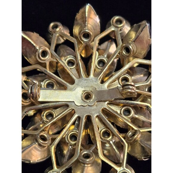 Vintage Amber, Aurora Borealis, Marquis and Round Rhinestone Brooch - Picture 4 of 6